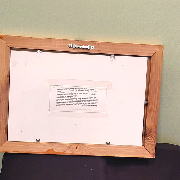 Framed art with Eagle, feathers, and American flag - Picture 5 of 6